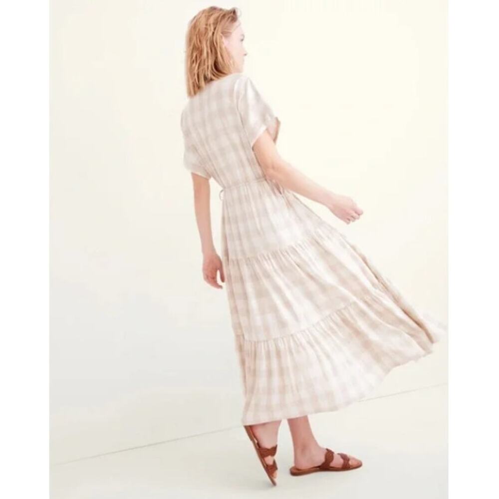 Madewell Button-Front Tiered Midi Dress in Undyed Gingham Edition (XL) - Picture 2 of 7